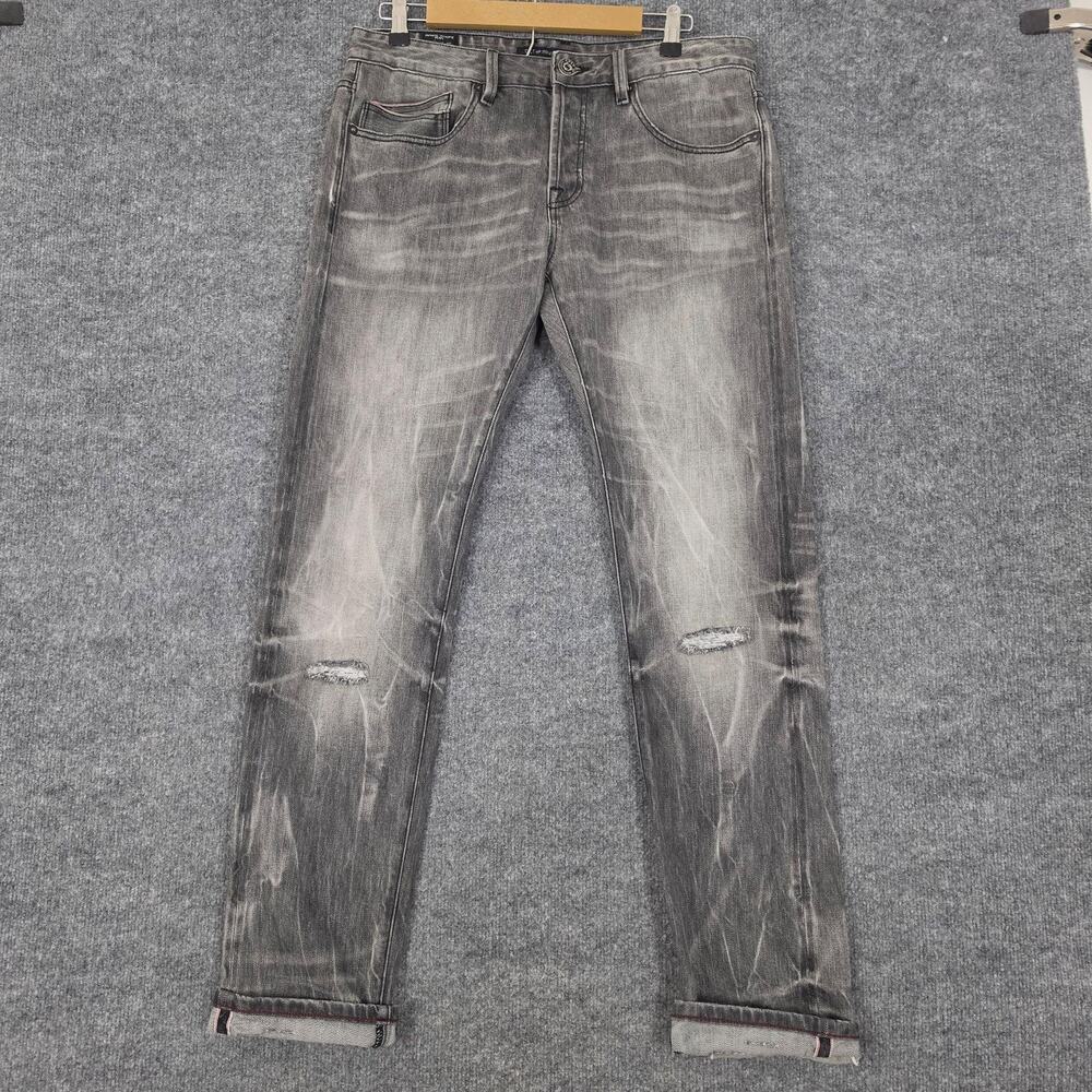 Cult Of Individuality Jeans Men 33 Greaser Straight Gray Japanese Selvedge Denim